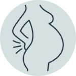 symbolbilde som illustrerer gravid mage som er typisk årsak til ulike bekkenplager. Dette er tilstander vi behandler hver dag på klinikken i Nydalen i Oslo