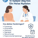 Informasjonsbilde om IF helseforsikring brukt ved Din Helse Nydalen, med oversikt over dekkede behandlinger og instruksjoner for timebestilling.